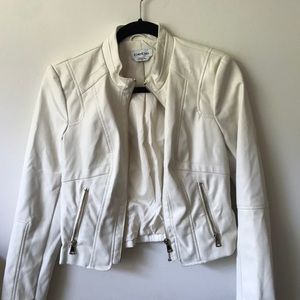 Bebe White Faux Leather Jacket Small
